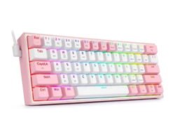 Teclado Gamer REDRAGON FIZZ PRO K616 RGB Blanco/Rosa Switch Red MECANICO